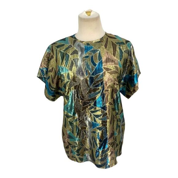 Helene St. Marie Vintage Metallic Short Sleeve Top Size Medium - Picture 1 of 7